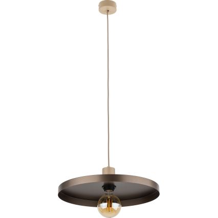 Ljuskrona med textilsladd SILA 1xE27/15W/230V diameter 40 cm brun/beige