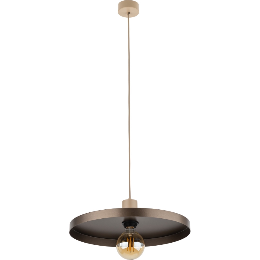 Ljuskrona med textilsladd SILA 1xE27/15W/230V diameter 40 cm brun/beige