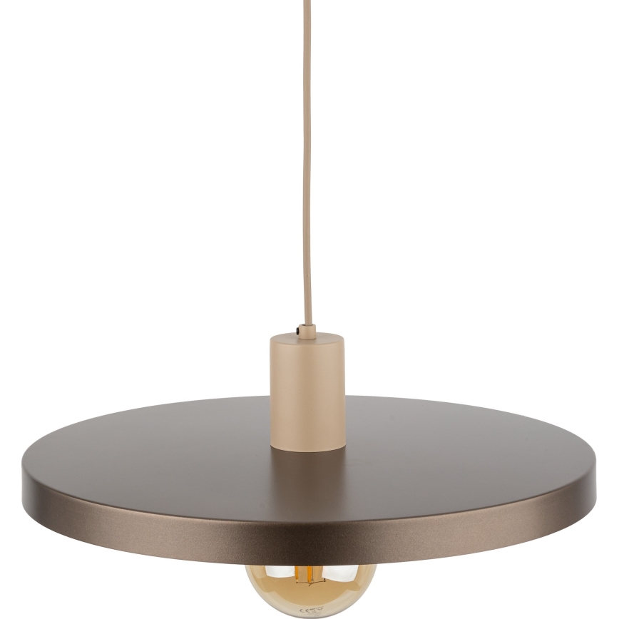 Ljuskrona med textilsladd SILA 1xE27/15W/230V diameter 40 cm brun/beige