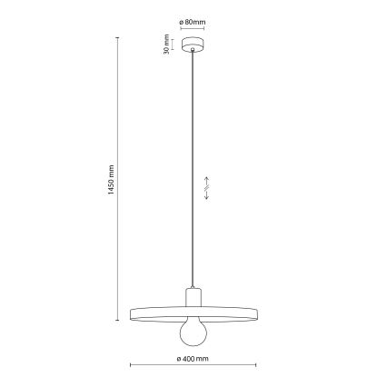Ljuskrona med textilsladd SILA 1xE27/15W/230V diameter 40 cm brun/beige