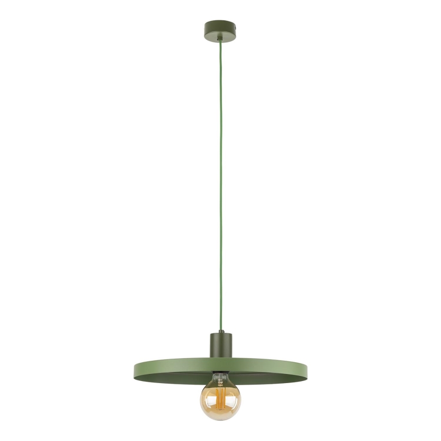 Ljuskrona med textilsladd SILA 1xE27/15W/230V diameter 40 cm grön