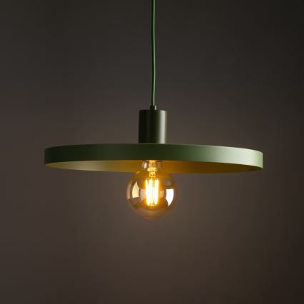 Ljuskrona med textilsladd SILA 1xE27/15W/230V diameter 40 cm grön