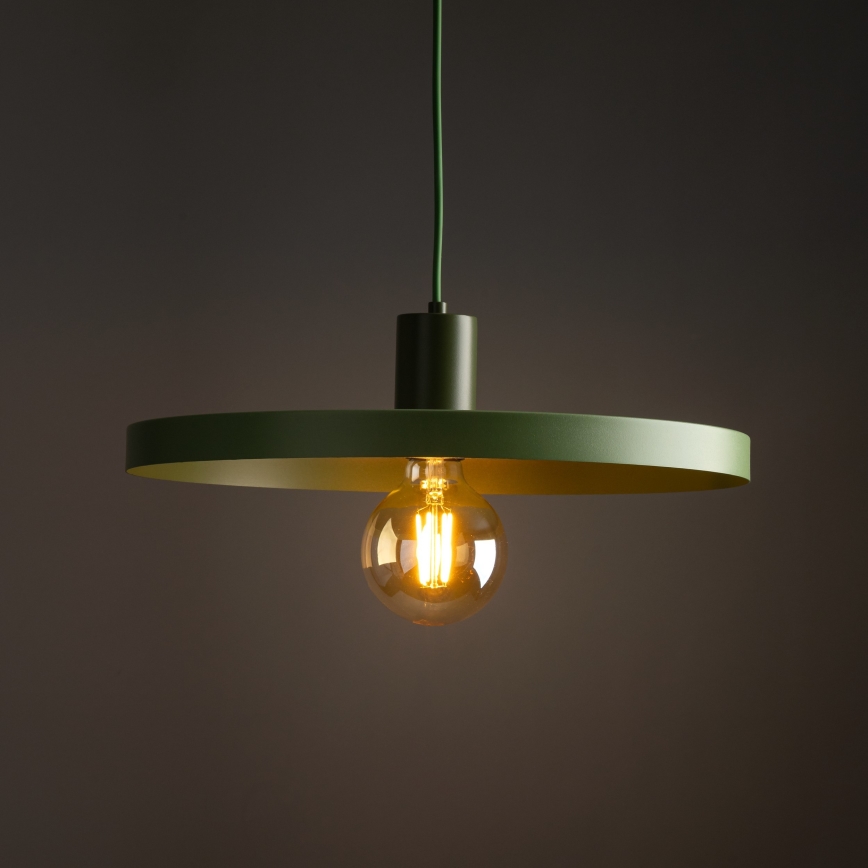 Ljuskrona med textilsladd SILA 1xE27/15W/230V diameter 40 cm grön
