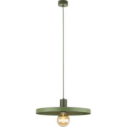 Ljuskrona med textilsladd SILA 1xE27/15W/230V diameter 40 cm grön