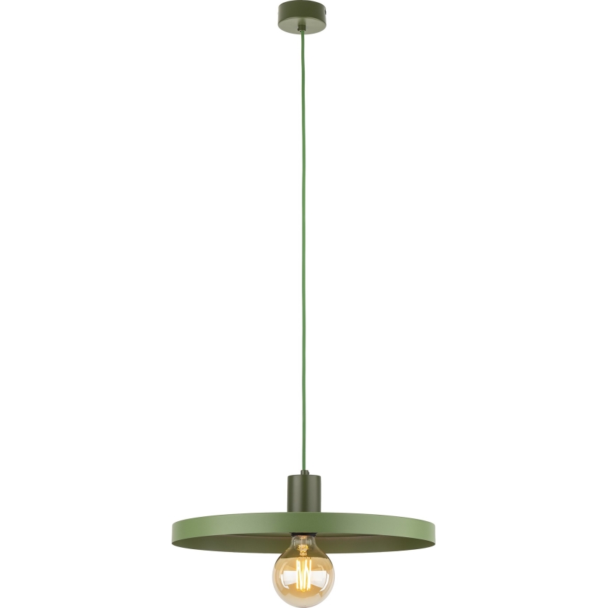 Ljuskrona med textilsladd SILA 1xE27/15W/230V diameter 40 cm grön