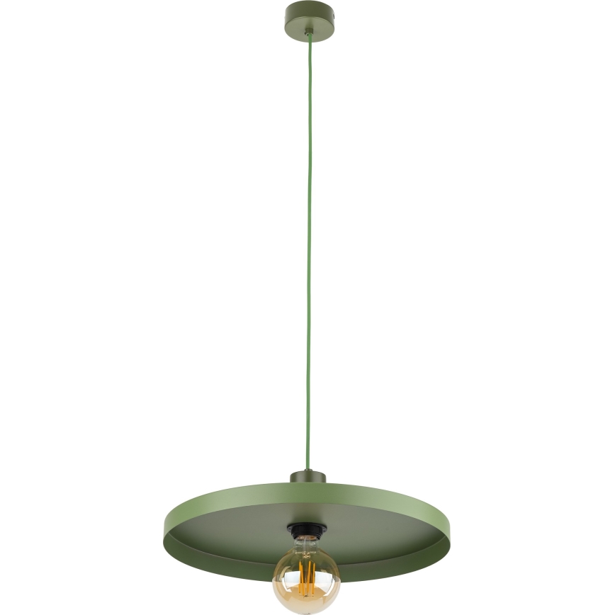 Ljuskrona med textilsladd SILA 1xE27/15W/230V diameter 40 cm grön