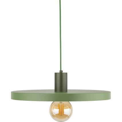 Ljuskrona med textilsladd SILA 1xE27/15W/230V diameter 40 cm grön