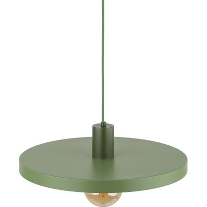 Ljuskrona med textilsladd SILA 1xE27/15W/230V diameter 40 cm grön