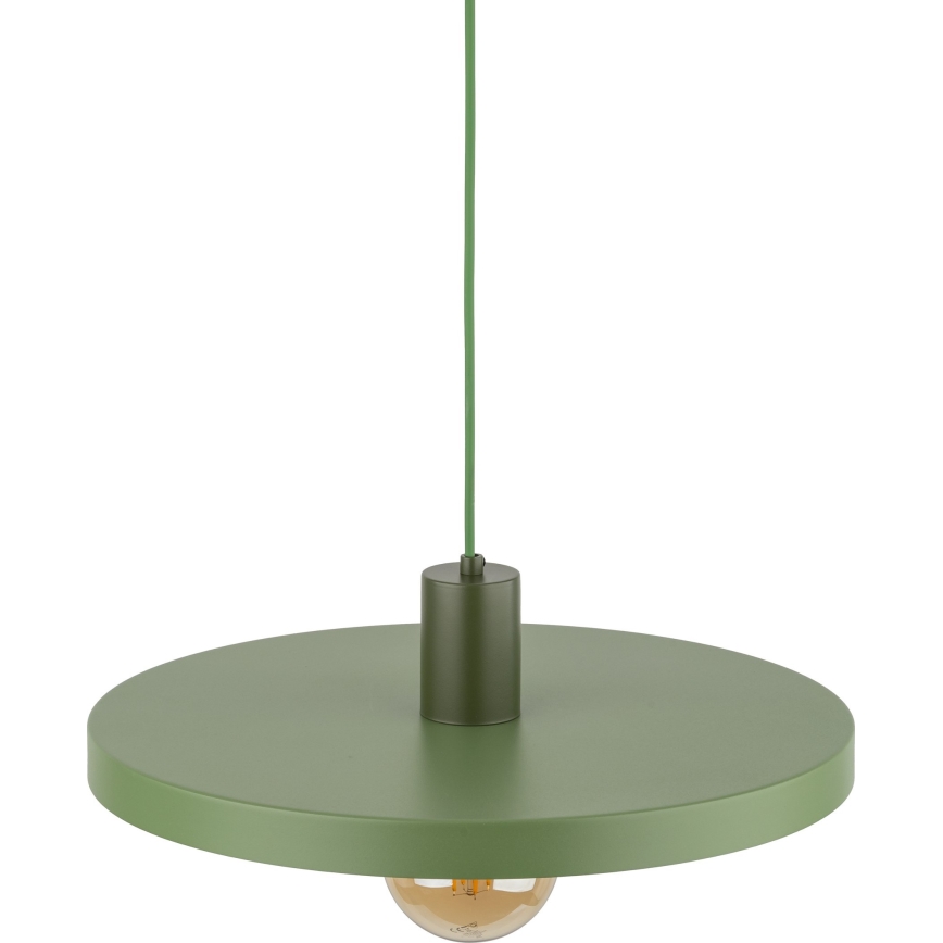 Ljuskrona med textilsladd SILA 1xE27/15W/230V diameter 40 cm grön
