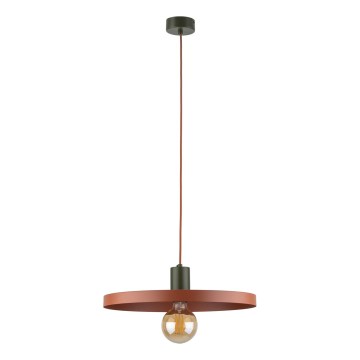 Ljuskrona med textilsladd SILA 1xE27/15W/230V diameter 40 cm tegelsten/grön