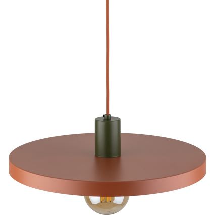 Ljuskrona med textilsladd SILA 1xE27/15W/230V diameter 40 cm tegelsten/grön