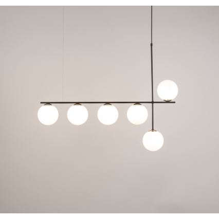 Ljuskrona med textilsladd SILIA 6xG9/12W/230V svart