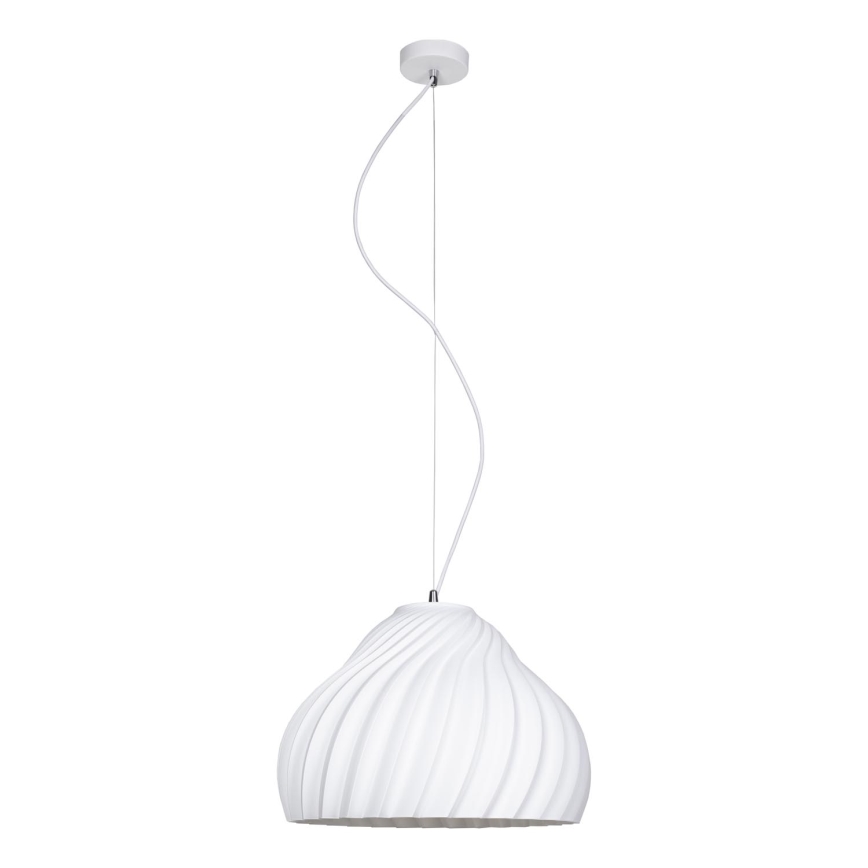 Ljuskrona med textilsladd SILVO 1xE27/60W/230V diameter 38 cm vit