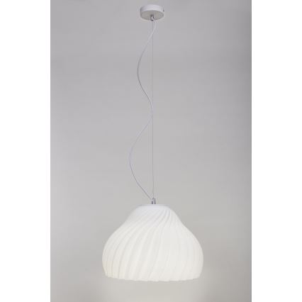 Ljuskrona med textilsladd SILVO 1xE27/60W/230V diameter 38 cm vit