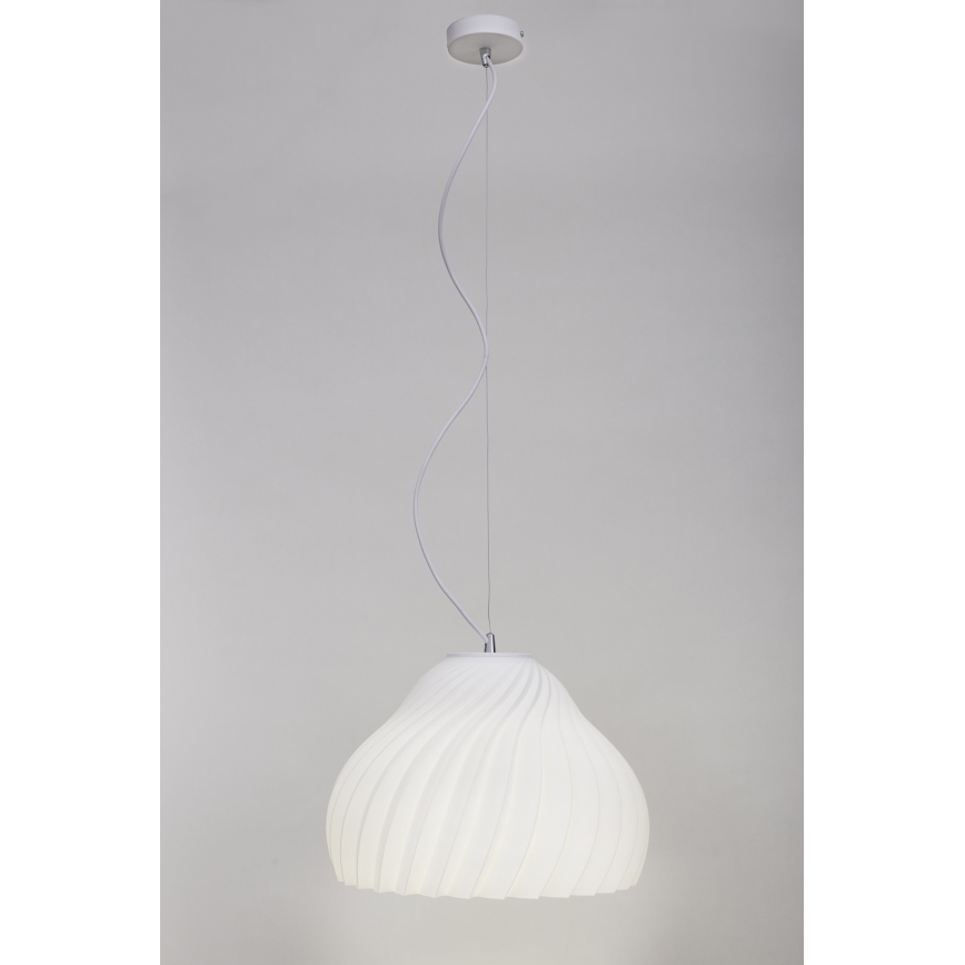 Ljuskrona med textilsladd SILVO 1xE27/60W/230V diameter 38 cm vit