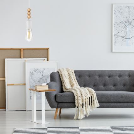 Ljuskrona med textilsladd SIMON 1xE27/60W/230V bok - FSC certifierade