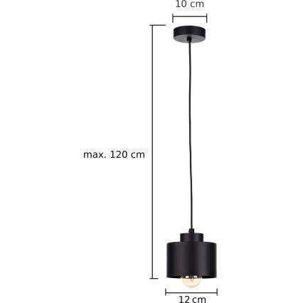 Ljuskrona med textilsladd SIMPLY BLACK 1xE27/60W/230V