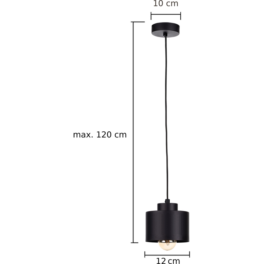 Ljuskrona med textilsladd SIMPLY BLACK 1xE27/60W/230V