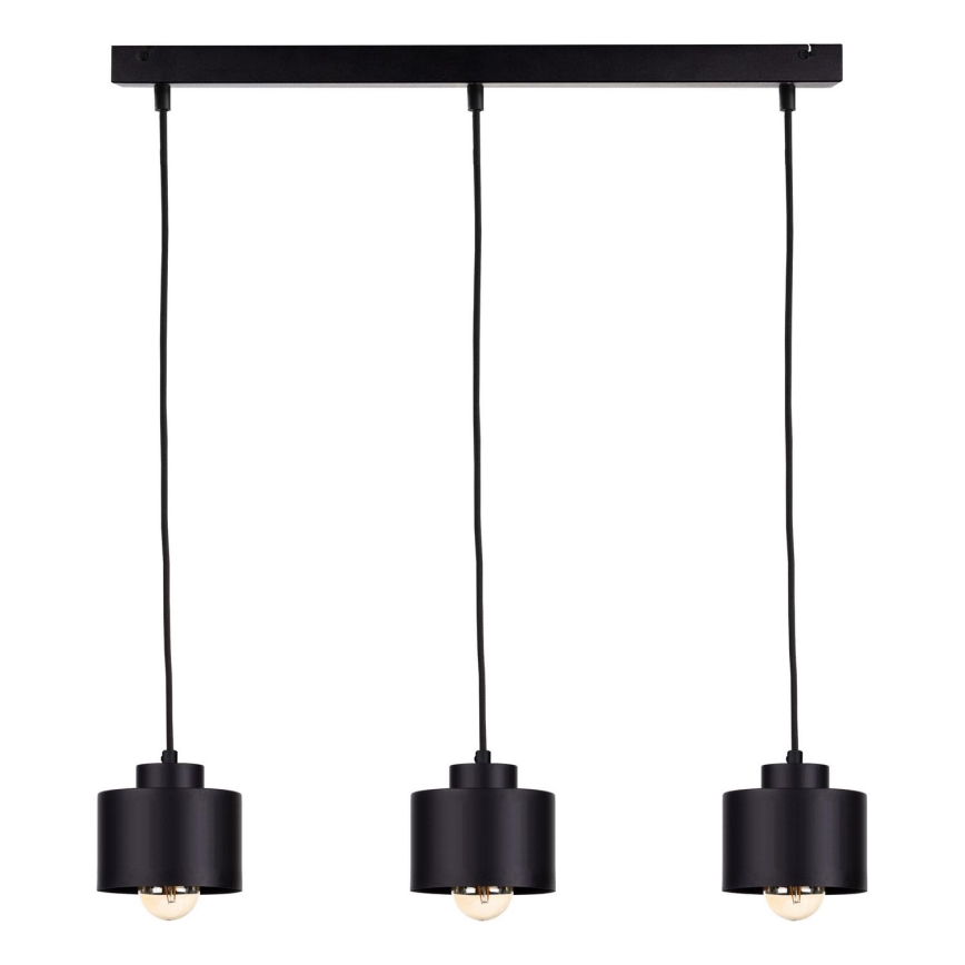 Ljuskrona med textilsladd SIMPLY BLACK 3xE27/60W/230V