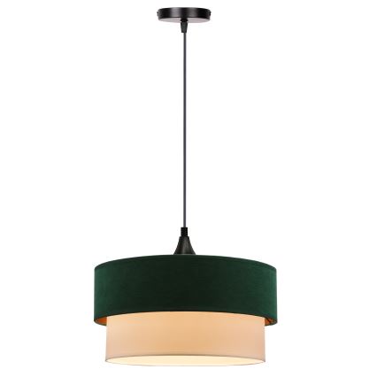 Ljuskrona med textilsladd SINAGRA 1xE27/60W/230V grön/vit