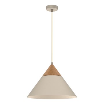 Ljuskrona med textilsladd SINGLE 1xE27/15W/230V beige/bok