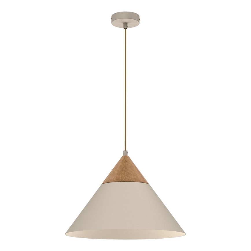 Ljuskrona med textilsladd SINGLE 1xE27/15W/230V beige/bok