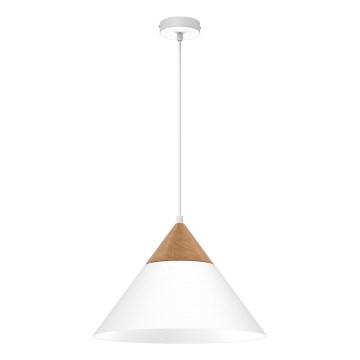 Ljuskrona med textilsladd SINGLE 1xE27/15W/230V vit/bok