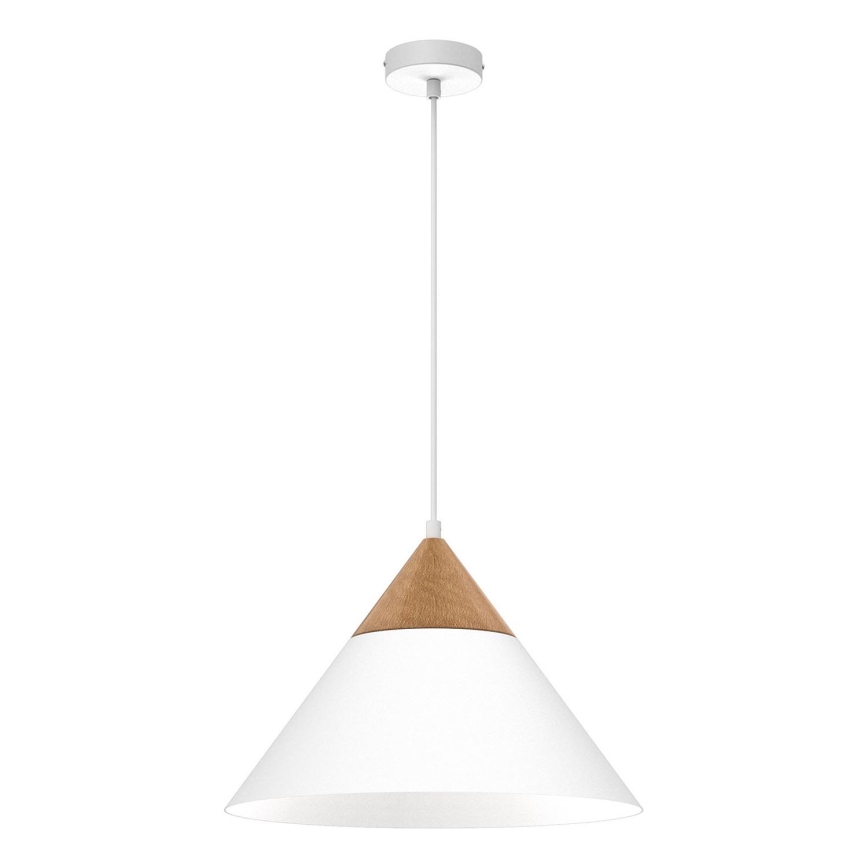 Ljuskrona med textilsladd SINGLE 1xE27/15W/230V vit/bok