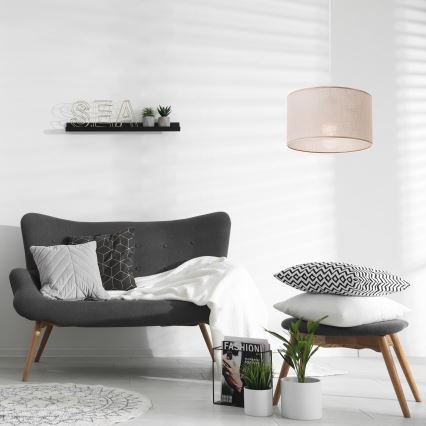 Ljuskrona med textilsladd SIRJA 1xE27/60W/230V beige