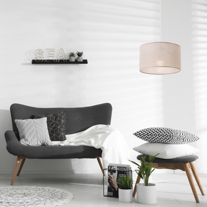 Ljuskrona med textilsladd SIRJA 1xE27/60W/230V beige