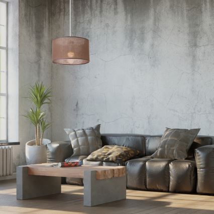 Ljuskrona med textilsladd SIRJA 1xE27/60W/230V brun