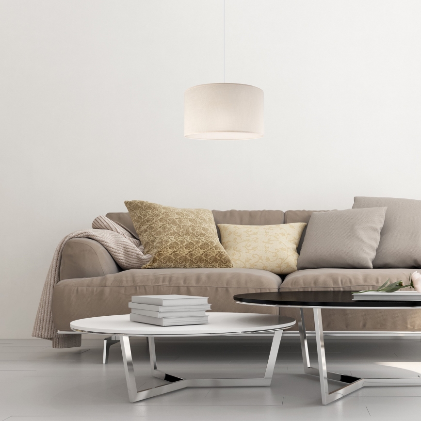 Ljuskrona med textilsladd SIRJA 1xE27/60W/230V krämig