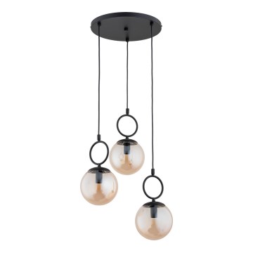Ljuskrona med textilsladd SITRO 3xE14/10W/230V svart/rökig beige