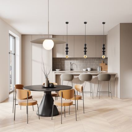 Ljuskrona med textilsladd SLATE 1xE27/15W/230V diameter 65 cm beige