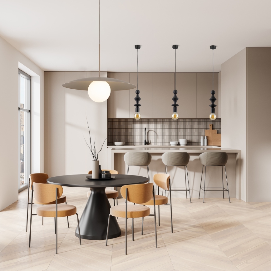 Ljuskrona med textilsladd SLATE 1xE27/15W/230V diameter 65 cm beige