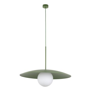 Ljuskrona med textilsladd SLATE 1xE27/15W/230V diameter 65 cm grön