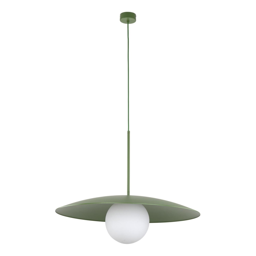 Ljuskrona med textilsladd SLATE 1xE27/15W/230V diameter 65 cm grön