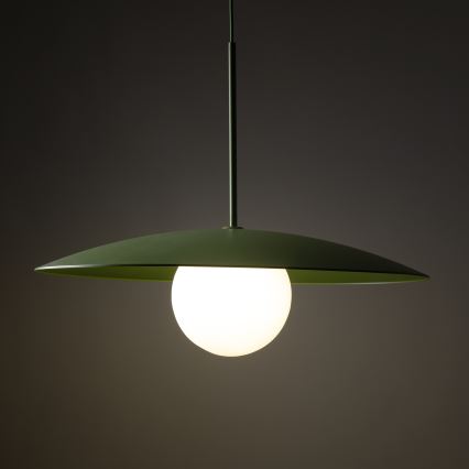 Ljuskrona med textilsladd SLATE 1xE27/15W/230V diameter 65 cm grön