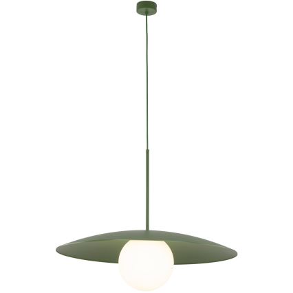 Ljuskrona med textilsladd SLATE 1xE27/15W/230V diameter 65 cm grön