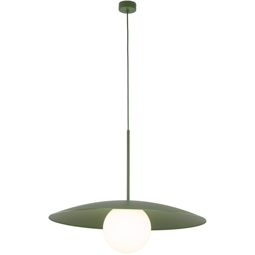 Ljuskrona med textilsladd SLATE 1xE27/15W/230V diameter 65 cm grön
