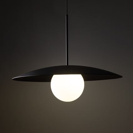 Ljuskrona med textilsladd SLATE 1xE27/15W/230V diameter 65 cm svart