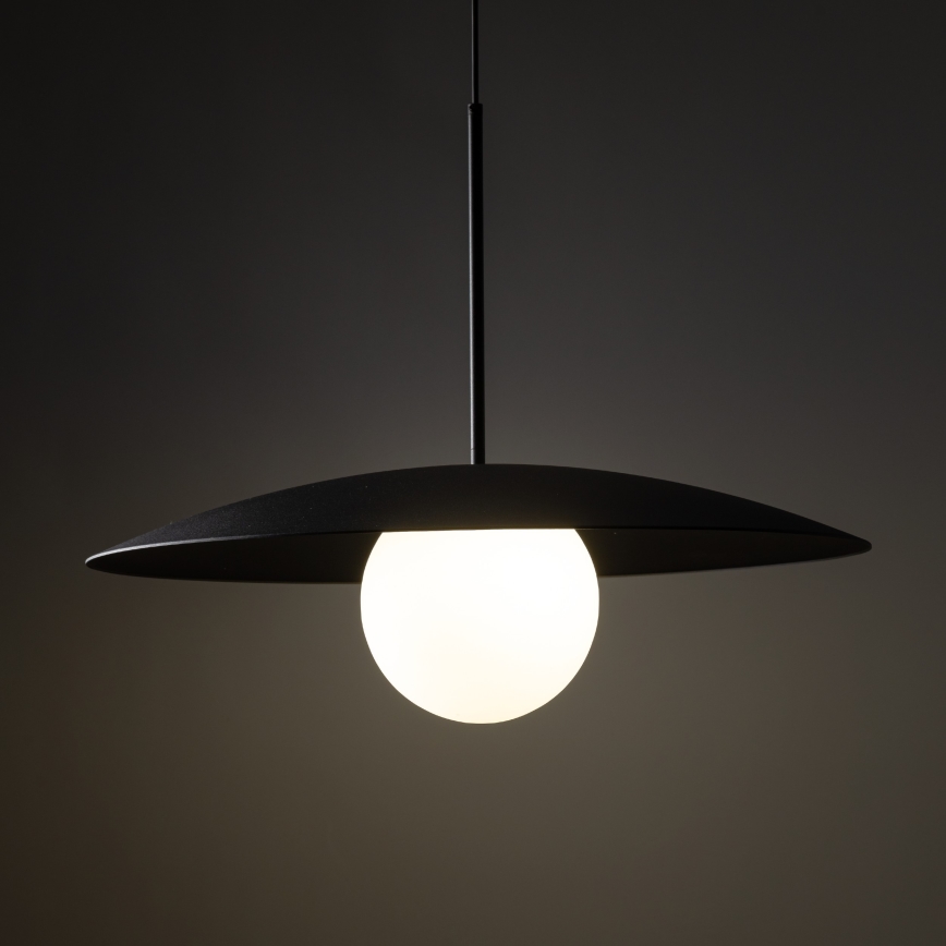 Ljuskrona med textilsladd SLATE 1xE27/15W/230V diameter 65 cm svart