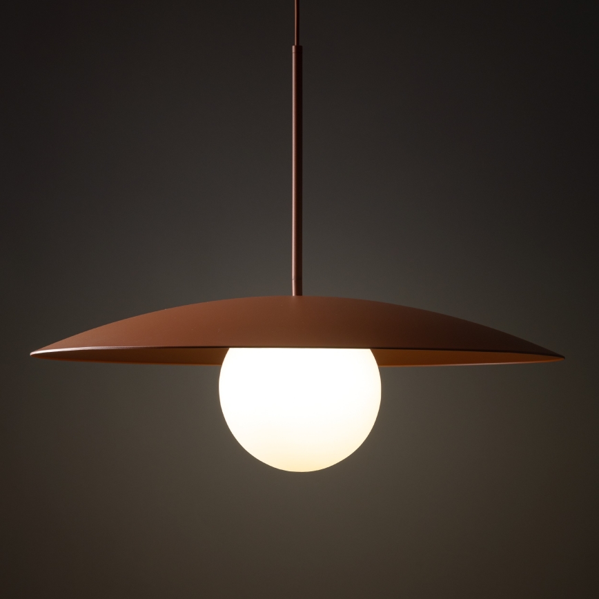 Ljuskrona med textilsladd SLATE 1xE27/15W/230V diameter 65 cm tegelsten