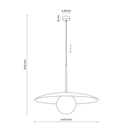 Ljuskrona med textilsladd SLATE 1xE27/15W/230V diameter 65 cm tegelsten