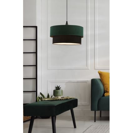 Ljuskrona med textilsladd SOLANTO 1xE27/60W/230V grön/svart