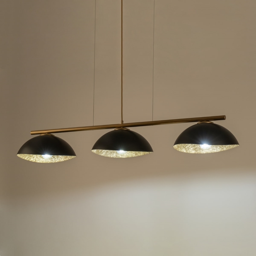Ljuskrona med textilsladd SOLAR 3xE27/60W/230V guld