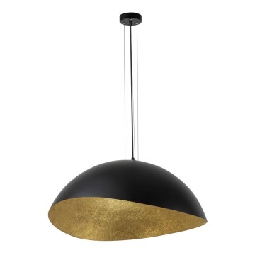Ljuskrona med textilsladd SOLARIS 1xE27/60W/230V diameter 48 cm svart/guld