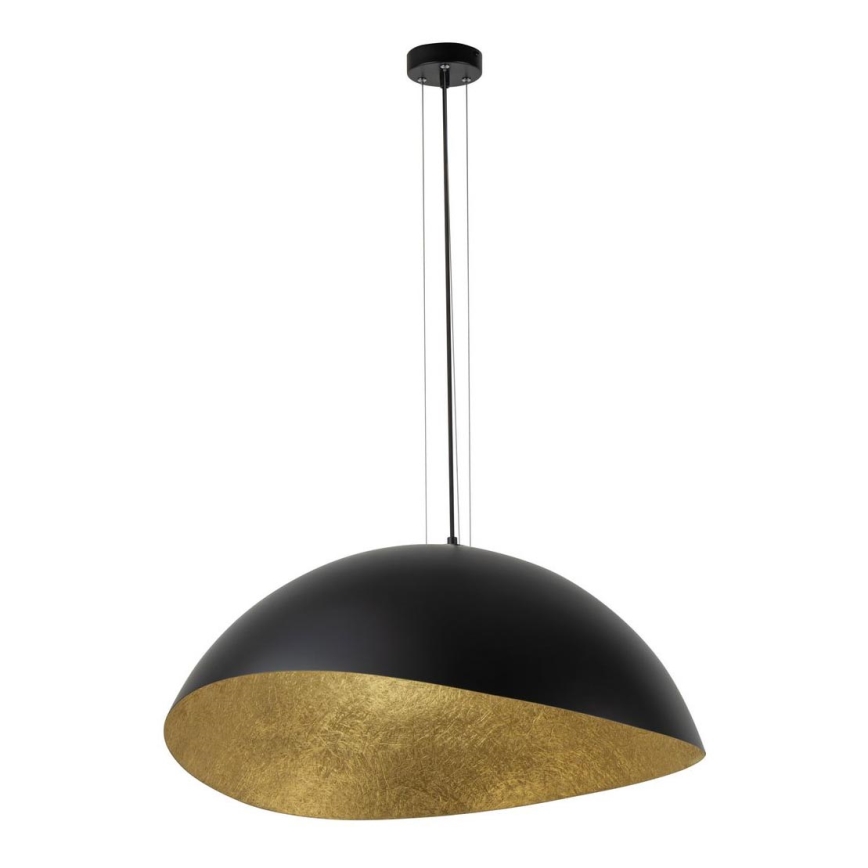 Ljuskrona med textilsladd SOLARIS 1xE27/60W/230V diameter 48 cm svart/guld