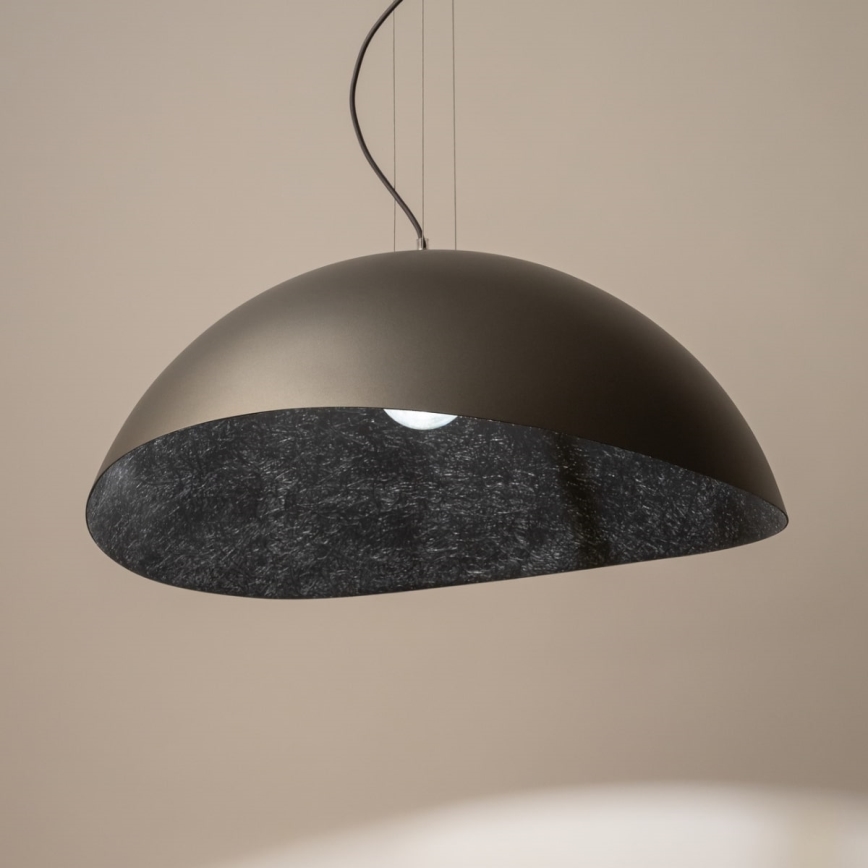 Ljuskrona med textilsladd SOLARIS 1xE27/60W/230V diameter 89 cm silver/svart