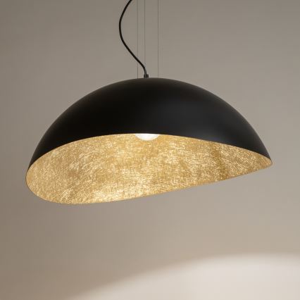 Ljuskrona med textilsladd SOLARIS 1xE27/60W/230V diameter 48 cm svart/guld